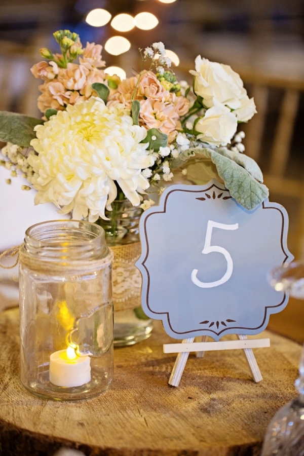 Rustic centerpiece with table number