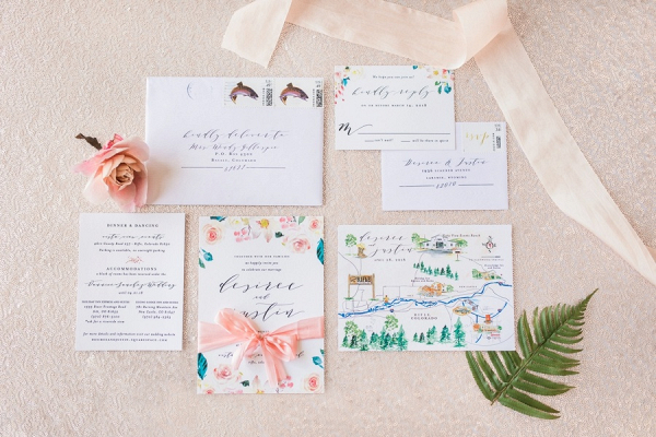 Floral print wedding invitation