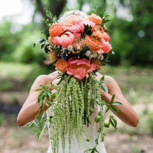 Eclectic boho pink and orange bouquet