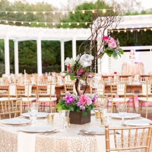 Plum and champagne centerpiece