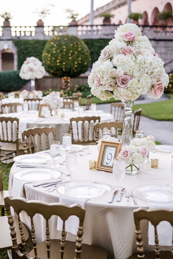 Classic blush and white wedding reception