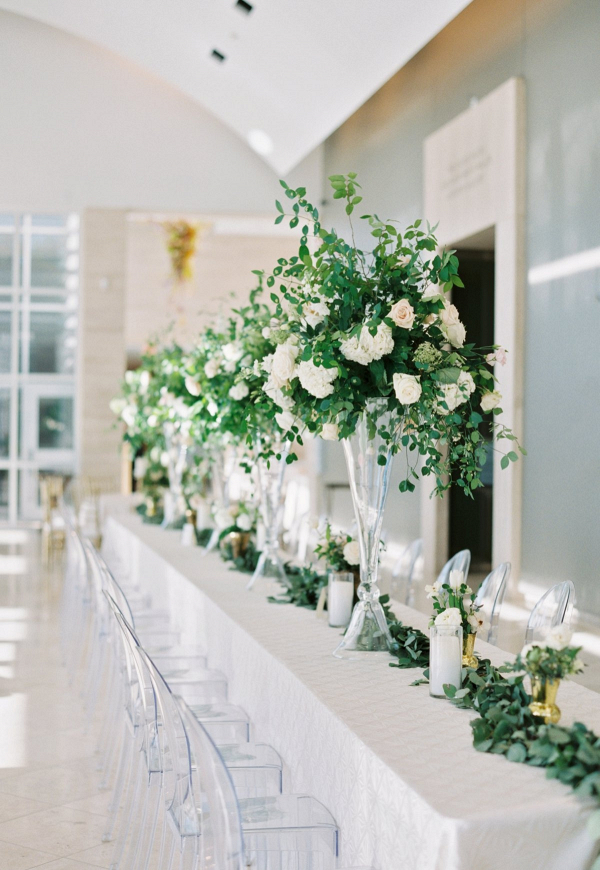 Classic white and greenery wedding reception