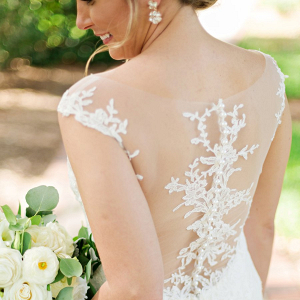 Lace back wedding dress