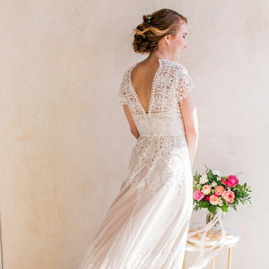 Boho lace wedding dress
