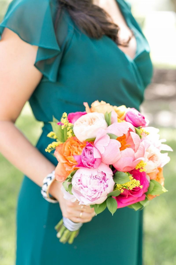 Pink and orange bridesmaid bouquet