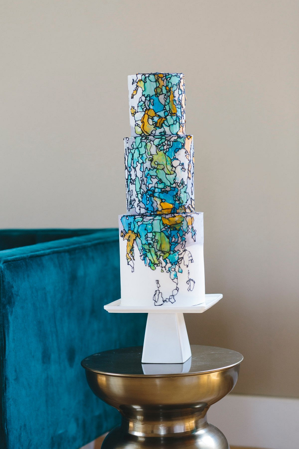 Stain glass inspired wedding cake