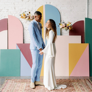 Colorful retro wedding backdrop