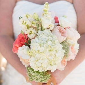 Coral and white bouquet