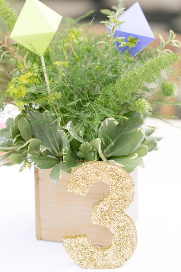 Gold glitter table number