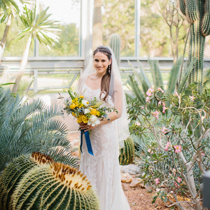 Bride with cacti