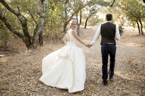 bride and groom walking photo
