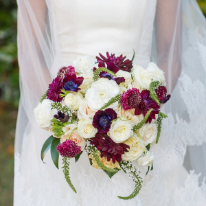 Burgundy and cream bridal bouquet