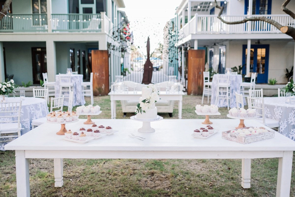 Dessert table at outdoor wedding reception