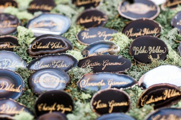 Calligraphy agate escort cards