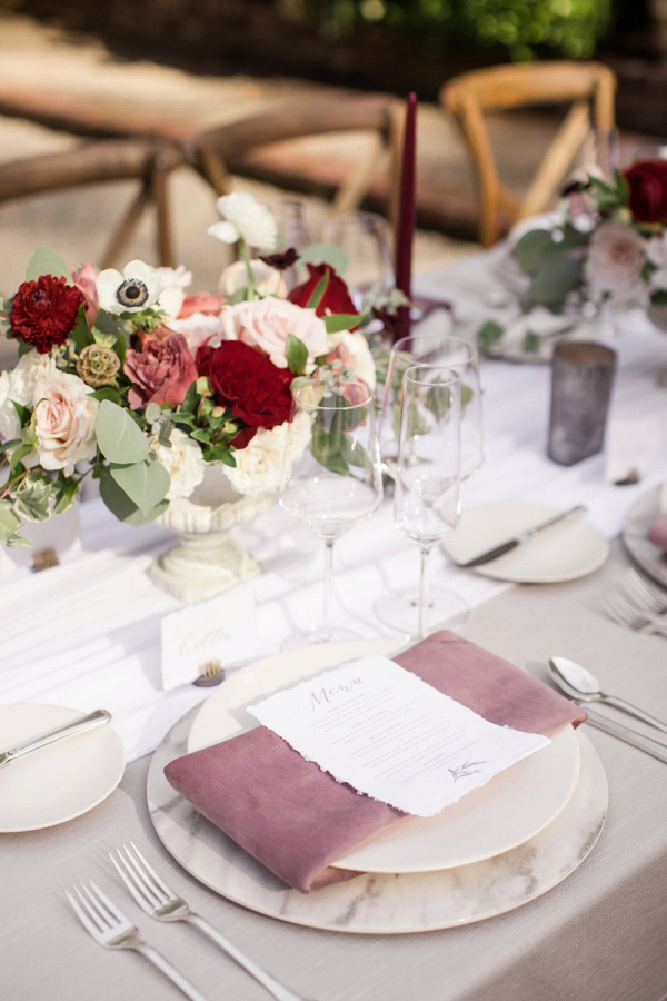 Red and blush tablescape