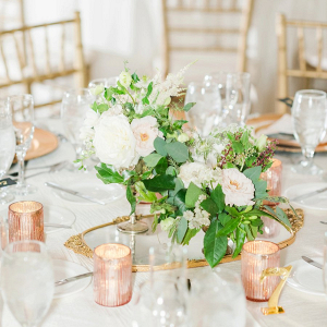 Gold and white centerpiece