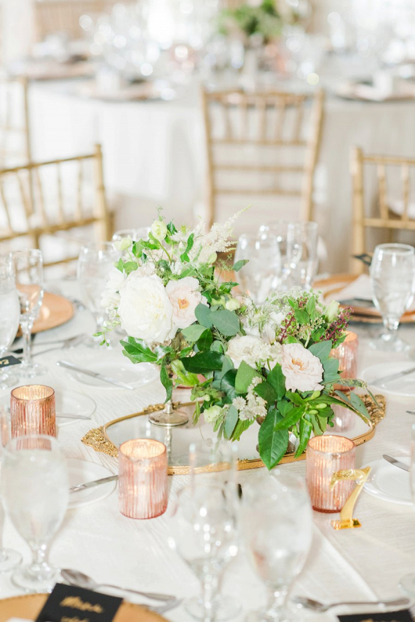 Gold and white centerpiece