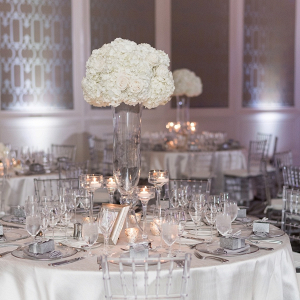 Elegant white and silver wedding reception