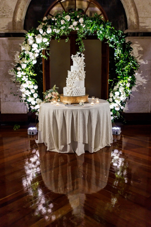 Glam wedding cake with sugar butterflies