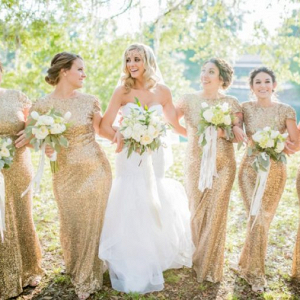 Gold sequin bridesmaids dresses