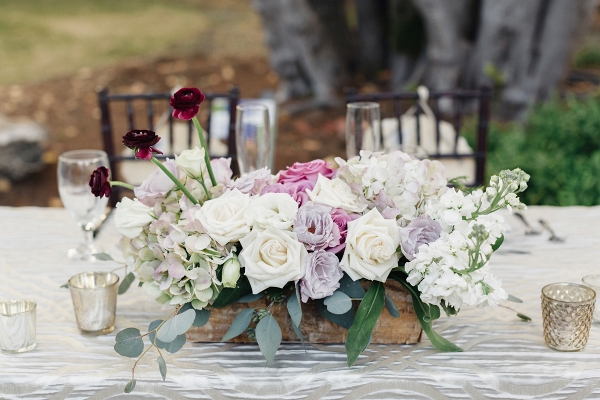 lavender and white centerpiece