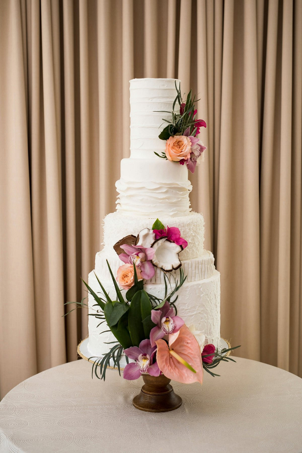 Modern tropical wedding cake