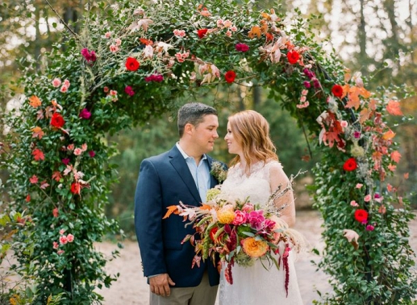 pink and orange fall wedding inspiration on Every Last Detail