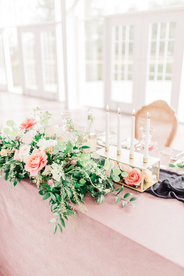 Pink and peach wedding table