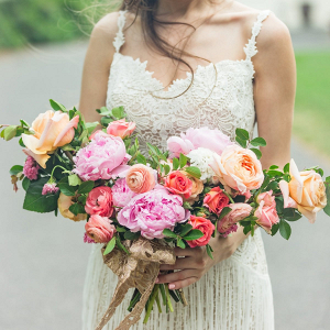 Pink and peach bridal bouquet
