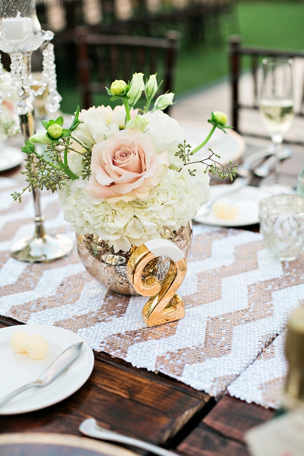 Peach and gold centerpiece