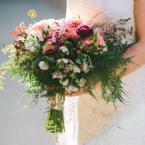 Pink, red, and green bouquet