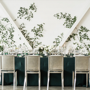Green and white wedding tablescape
