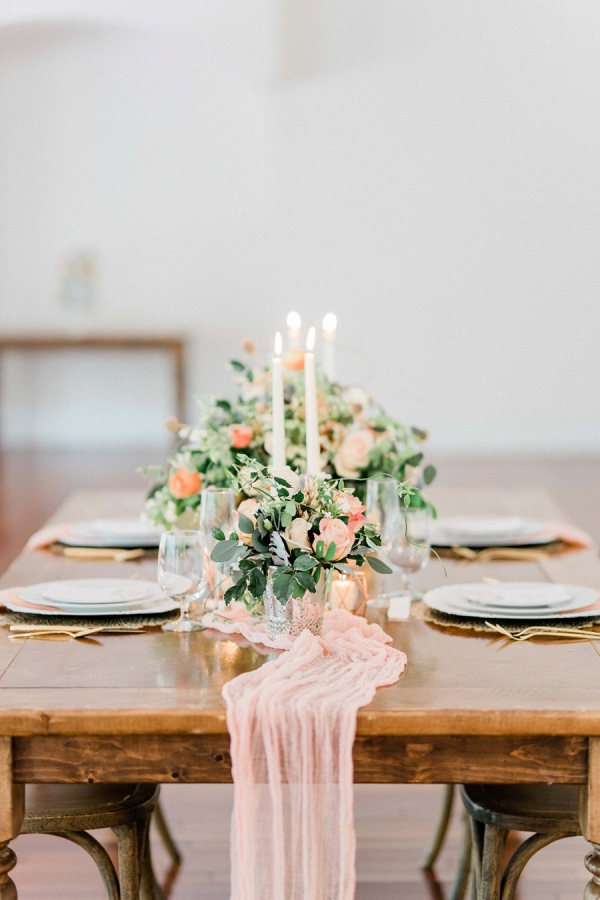 Peach wedding table