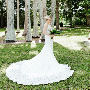 Lace wedding dress with train