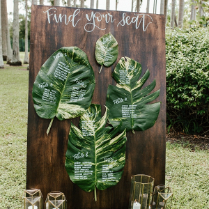 Tropical palm leaf escort display