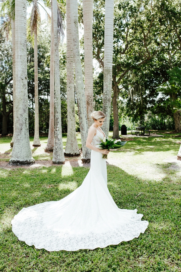 Lace wedding dress with train
