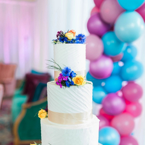 Colorful floral wedding cake