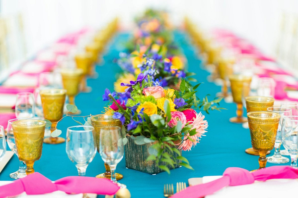 Colorful wedding tablescape