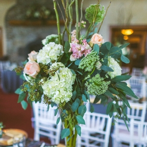 Pink and green tall centerpiece