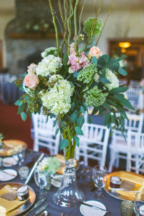 Pink and green tall centerpiece