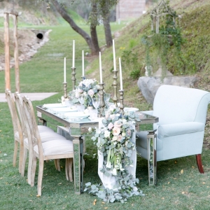 Whimsical and romantic blush and blue table design