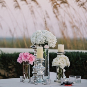 Pink and white centerpiece