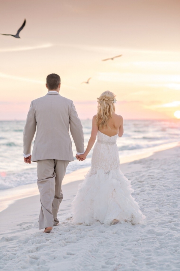 Bride and groom sunset photo