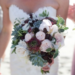 Blush, red, and succulent bouquet