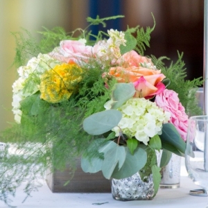 Pink and yellow centerpiece