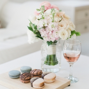 Soft Colored Wedding Bouquet With Macarons