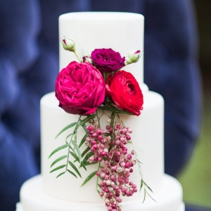 Simple White Cake With Colorful Flowers