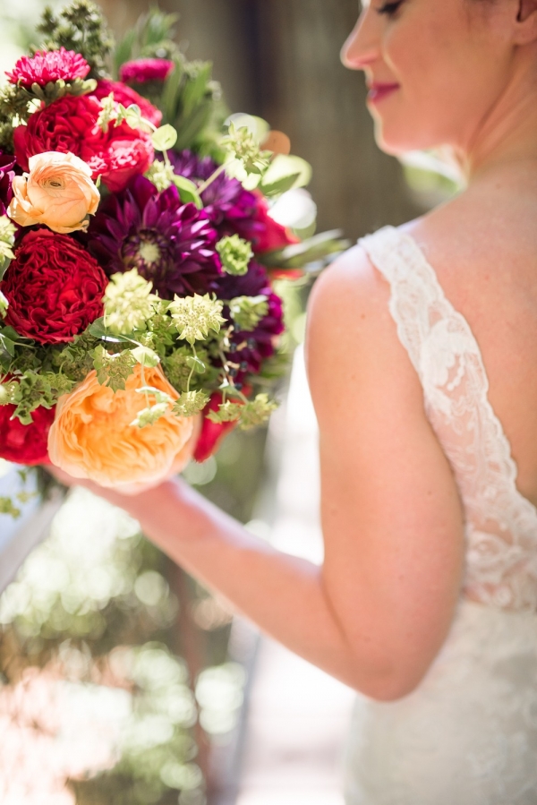 Treehouse Bride With Colorful Bouquet