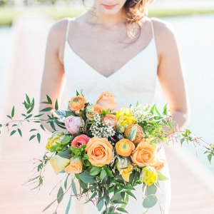 Bride with Gorgeous Yellow Bridal Bouquet