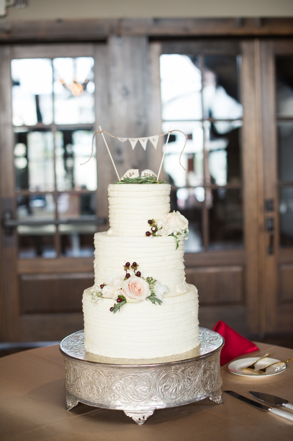 White & Blush Tiered Wedding Cake